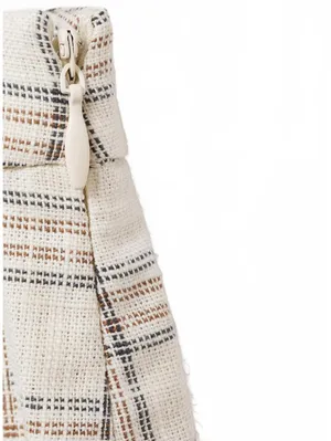 Mango Gingham Check Flared Skirt Ecru Beige Tan NWT Small thumbnail 4