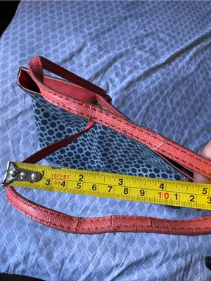 Stylish Navy Patterned Tote with coral Trim Blue thumbnail 10