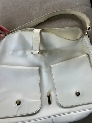 Kate Spade cream leather saddle bag with gold tone accents fair condition thumbnail 4