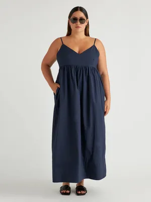 Quince Navy 100% Organic Cotton Sleeveless Maxi Dress, Size XS thumbnail 5