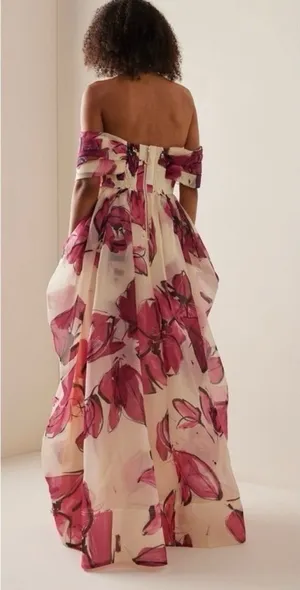 NWT Aje Cordelia Corsetted Maxi Dress In Falling Florals Pink Size 12 thumbnail 1