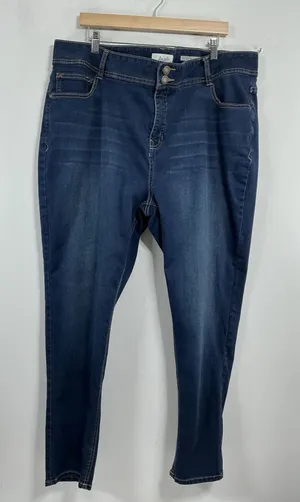 Womans Excellent Condition Angels Curvy Skinny Blue Jeans 24 W 0182/A-5 thumbnail 1