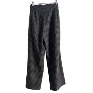 Zara Influencer Fave Plaid Wide Leg Cropped Trousers Pleated Tie Front Blue Chic Sz S thumbnail 6