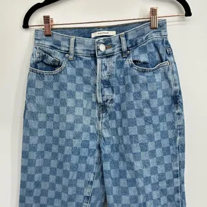 PacSun Checkerboard High-Rise Button Fly Straight Leg Crop Jeans Size 25 thumbnail 2