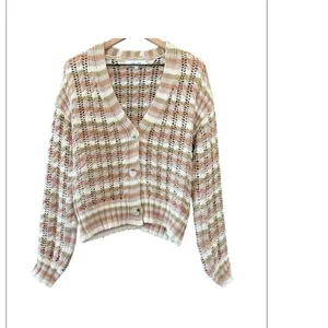 Evereve John + Jenn Julianna Stripe Cardigan Beige Pink White thumbnail 3