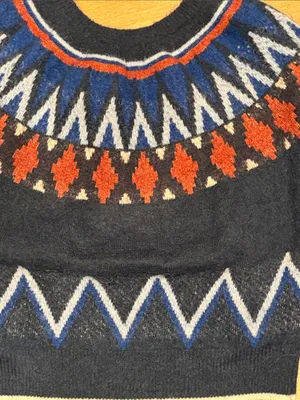 Sundry Navy Fair Isle Crewneck Sweater with Rust & Royal Blue Accents thumbnail 3