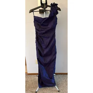 Alfred Angelo Dream Maker Purple One‎ Shoulder Flower Ruched Gown Size 11/12 thumbnail 6