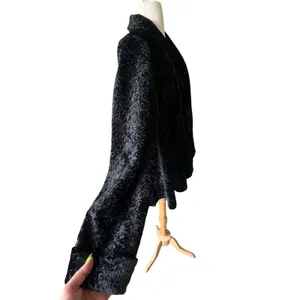 VTG 90s Y2K Connected Apparel Crushed Velvet Open Front Jacket Shawl Black XL thumbnail 5