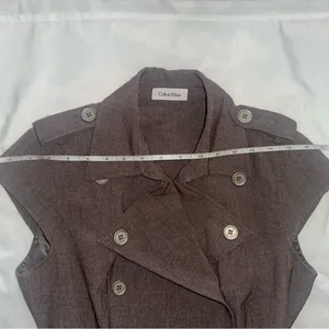 Calvin Klein Sleeveless Trench Dress – Brown Belted Double Breasted A-Line thumbnail 3