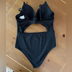 Shade & Shore Ribbed black one piece cut out swimsuit thumbnail 3