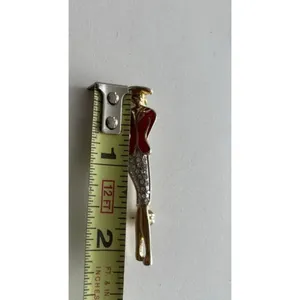 Vintage Elegant Lady Art Rhinestone Gold Tone Pin Red Suite Women’s Stones thumbnail 4