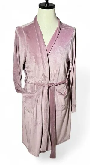 Y2K Juicy Couture L Velvet Pink Velour Rhinestone Logo Robe Loungewear‎ coquette thumbnail 1