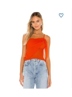 Superdown Revolve Abbey Ruched Cami Top Semi Sheer Poppy- Size XS thumbnail 2