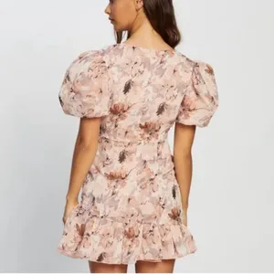 MISSGUIDED Mini Dress Size 0 Pink NWT Floral Coquette Flirty Puff Sleeve Frill thumbnail 3