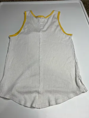 We the free White Ribbed Tank with Yellow Trim XS thumbnail 4