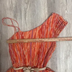 Free‎ People Heart Shaped Face Mini Dress Orange Pink One Shoulder Size Large thumbnail 5