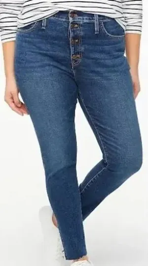 J Crew dark wash button fly 11” rise skinny jeans thumbnail 1