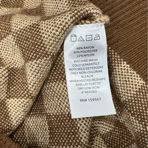 Willow and Wind checkered sweater brown and tan short sleeve v neck thumbnail 9