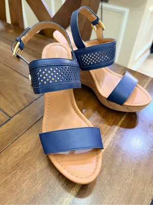 Tommy Hilfiger Navy Blue Cork Wedge Sandals Women’s Size 7.5 thumbnail 2