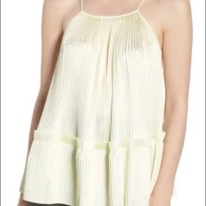 Lewit Green Essence Pleated Swing Top Square Neck Spaghetti Strap Yellow Size XS thumbnail 2