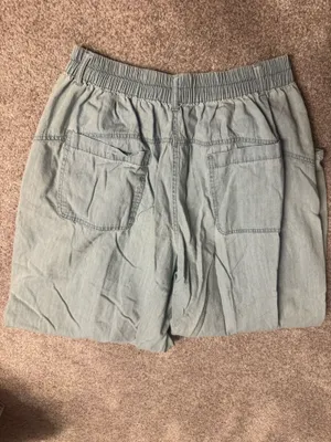 Aaron and Amber Light wash baggy faux denim pants thumbnail 2