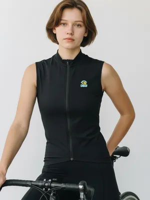 Canari Black Sleeveless Zip Performance Tank with Logo thumbnail 1
