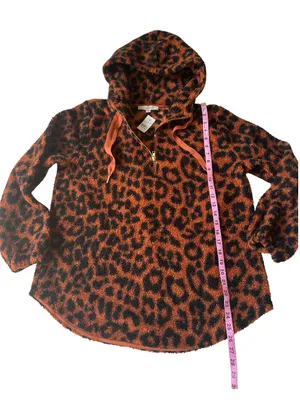 LOFT leopard print sherpa hoodie thumbnail 7