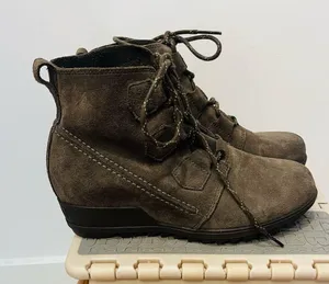 SOREL Evie Lace Wedge Booties Suede gray size 10 thumbnail 2