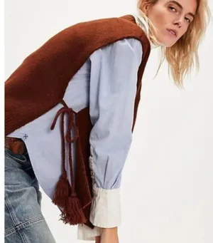NWOT FREE PEOPLE All Star Stripe Poncho One Size thumbnail 2