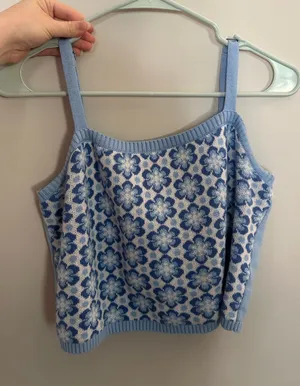 Hollister Light Blue Knit Crop Top thumbnail 1