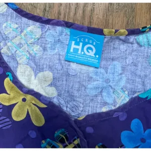 Purple Floral Scrub Top Women's XL thumbnail 3