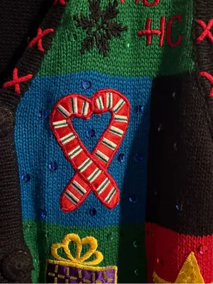 Basic Editions Christmas Sweater Vest Womens Small Black Holiday Patchwork Knit thumbnail 3