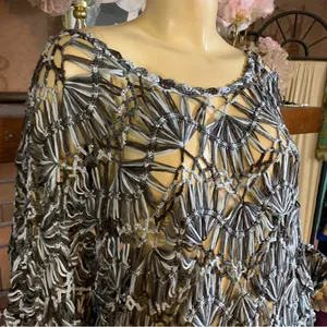 Lisa International Grays And Light Blues Crochet Sheer Tunic (1x) thumbnail 7