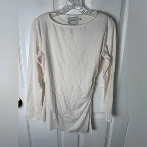 Reformation Margot Asymmetric Knit Top in Fior Di Latte M thumbnail 2