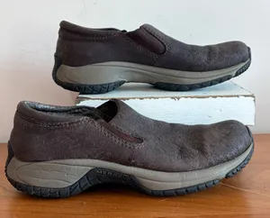 Merrell Encore Moc Floral Mahogany Brown Leather Slip On Shoes Womens 5.5 J56364 thumbnail 1