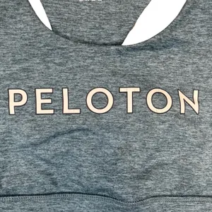 Peloton Women Sports Bra Heather Teal‎ Blue Racerback Cutout Logo Activewear S thumbnail 5