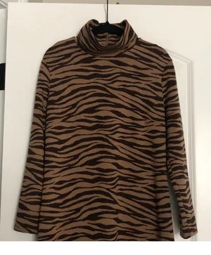 Tuckernuck Tiger Ellery knit midi dress Fall animal print sophisticated mock neck thumbnail 5