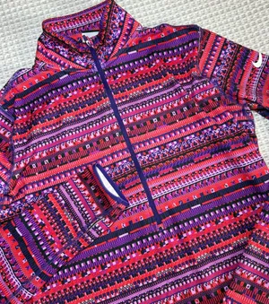 Nike Pro Dri-FIT Womens XL Half Zip Pullover Pink Purple Geometric Stripe Top thumbnail 1