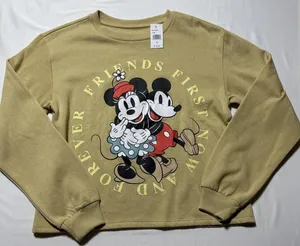 Disney Mickey Mouse Friends Forever Taupe Graphic Sweatshirt thumbnail 1