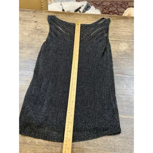 Lauren Ralph Lauren Metallic Open Knit Sleeveless Blouse‎ Black/Blue Crochet thumbnail 9