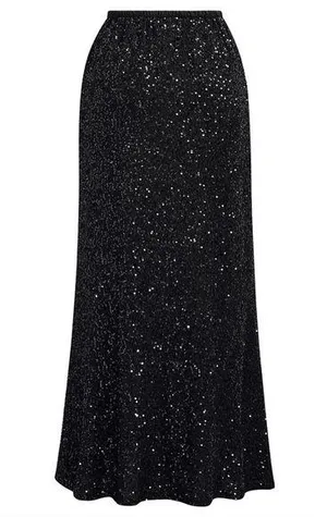 Gina Tricot mix & match sequin maxi skirt in black thumbnail 1