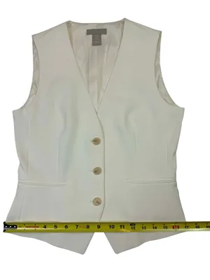 H&M Women's White Single-Breasted Tailored Suit Vest Waistcoat thumbnail 6
