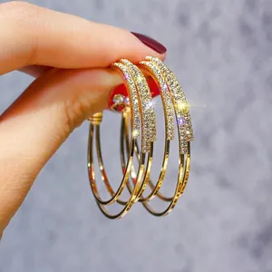 CZ Cubic Zirconia Open Hoop Earrings for Women thumbnail 1