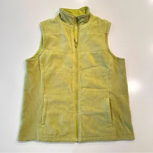 Lands End Lime Green Zip Up Fleece Vest Size Medium‎ thumbnail 1
