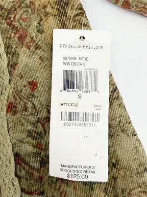 Denim & Supply Ralph Lauren Corduroy Peasant Dress Lace Trim Floral Botanical thumbnail 14