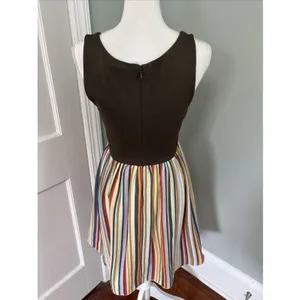 Alice + Olivia Sahara Multi-color‎ Striped Mini Dress Olive Green Small thumbnail 3