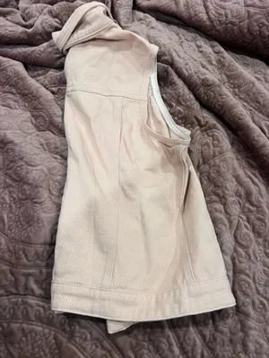 Allegra K light pale salmon pink denim vest thumbnail 3