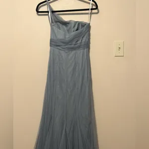 Monique Lhuillier Bridesmaid‎ One Shoulder Gown Sea Tulle 450390 Size 2 thumbnail 8
