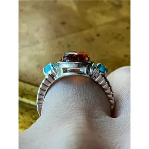 Baltic Amber Sleeping Beauty Turquoise Sterling Silver Ring Size 7 thumbnail 2