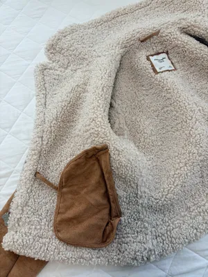 Abercrombie & Fitch XS Faux Shearling Aviator Moto Jacket Brown Teddy Y2K Cozy thumbnail 7